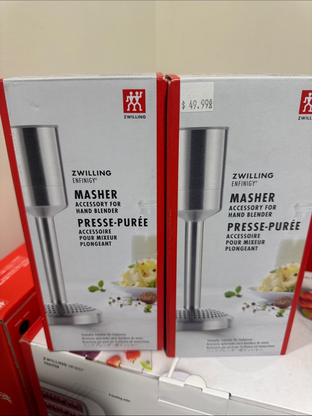 ZWILLING J.A. Henckels Stainless Steel Masher - Red and Silver Packaging